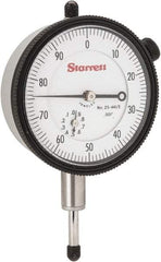 Starrett - 1/2" Range, 0-100 Dial Reading, 0.001" Graduation Dial Drop Indicator - 2-1/4" Dial, 0.1" Range per Revolution, Revolution Counter - Americas Industrial Supply