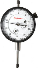 Starrett - 1" Range, 0-50 Dial Reading, 0.0005" Graduation Dial Drop Indicator - 2-1/4" Dial, 0.05" Range per Revolution, Revolution Counter - Americas Industrial Supply