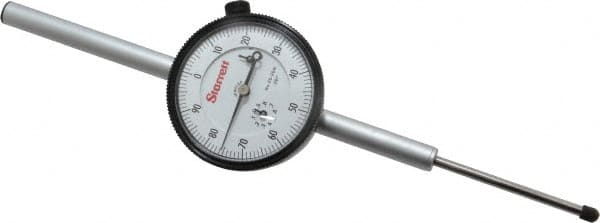 Starrett - 2" Range, 0-100 Dial Reading, 0.001" Graduation Dial Drop Indicator - 2-1/4" Dial, 0.1" Range per Revolution, Revolution Counter - Americas Industrial Supply