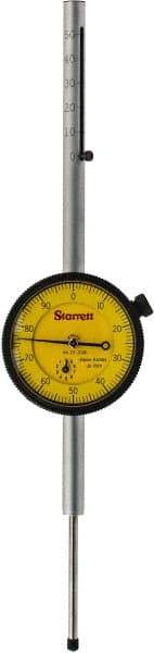 Starrett - 50mm Range, 0-100 Dial Reading, 0.01mm Graduation Dial Drop Indicator - 2-1/4" Dial, 0.0394" Range per Revolution, Revolution Counter - Americas Industrial Supply