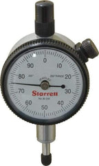 Starrett - 1/4" Range, 0-100 Dial Reading, 0.001" Graduation Dial Drop Indicator - 1-11/16" Dial, 0.1" Range per Revolution, Revolution Counter - Americas Industrial Supply