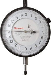 Starrett - 0.4" Range, 0-20 Dial Reading, 0.0001" Graduation Dial Drop Indicator - 3-5/8" Dial, 0.02" Range per Revolution - Americas Industrial Supply