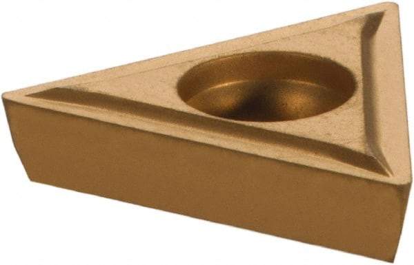 Everede Tool - TPGH315 Grade MC32 Carbide Boring Insert - TiN Finish, 60° Triangle, 11° Relief Angle, 3/8" Inscr Circle, 1/8" Thick, 1/64" Corner Radius - Americas Industrial Supply