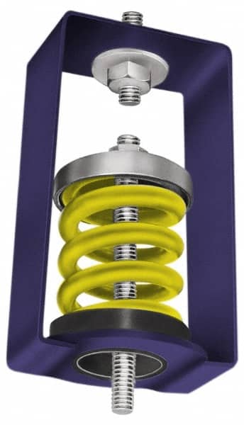 Mason Ind. - 230 to 310 Lb Capacity, 0.75 to 1" Deflection, HSA, Vibration Control Hanger - 2-3/4" Long x 3-3/4" Wide x 5-3/4" High x 2-3/4" Deep, 5/8" Max Rod Diam, 4" Lower Rod Penetration, Yellow - Americas Industrial Supply