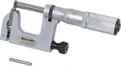 Starrett - 0 to 1 Inch Range, Carbide Face, Satin Chrome Coated, Mechanical Multi Anvil Micrometer - Friction Thimble, 0.001 Inch Graduation, 0.0002 Inch Accuracy - Americas Industrial Supply