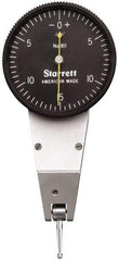 Starrett - 0.03 Inch Range, 0.0005 Inch Dial Graduation, Horizontal Dial Test Indicator - 1-3/8 Inch Black Dial, 0-15-0 Dial Reading - Americas Industrial Supply