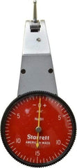 Starrett - 0.03 Inch Range, 0.0005 Inch Dial Graduation, Horizontal Dial Test Indicator - 1-3/8 Inch Red Dial, 0-15-0 Dial Reading - Americas Industrial Supply