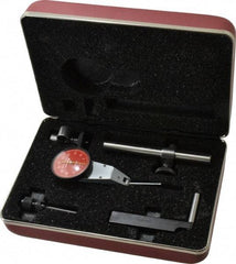Starrett - 7 Piece, 0" to 0.06" Measuring Range, 1-3/8" Dial Diam, 0-30-0 Dial Reading, Red Dial Test Indicator Kit - 1-5/16" Contact Point Length, 2mm Ball Diam, 0.001" Dial Graduation - Americas Industrial Supply
