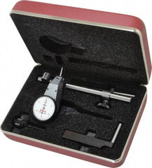 Starrett - 7 Piece, 0" to 0.03" Measuring Range, 1-3/8" Dial Diam, 0-15-0 Dial Reading, White Dial Test Indicator Kit - 5/8" Contact Point Length, 2mm Ball Diam, 0.0005" Dial Graduation - Americas Industrial Supply