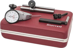 Starrett - 7 Piece, 0" to 0.06" Measuring Range, 1-3/8" Dial Diam, 0-30-0 Dial Reading, White Dial Test Indicator Kit - 1-5/16" Contact Point Length, 2mm Ball Diam, 0.001" Dial Graduation - Americas Industrial Supply