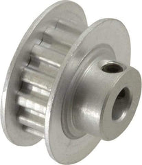 Power Drive - 14 Tooth, 1/4" Inside x 0.871" Outside Diam, Hub & Flange Timing Belt Pulley - 1/4" Belt Width, 0.891" Pitch Diam, 0.438" Face Width, Aluminum - Americas Industrial Supply