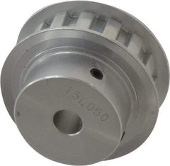 Power Drive - 15 Tooth, 3/8" Inside x 1.76" Outside Diam, Hub & Flange Timing Belt Pulley - 1/2" Belt Width, 1.79" Pitch Diam, 0.719" Face Width, Aluminum - Americas Industrial Supply