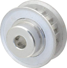 Power Drive - 15 Tooth, 1/4" Inside x 0.935" Outside Diam, Hub & Flange Timing Belt Pulley - 1/4" Belt Width, 0.955" Pitch Diam, 0.438" Face Width, Aluminum - Americas Industrial Supply