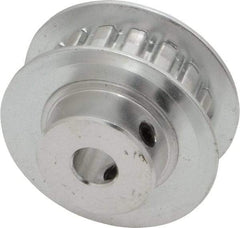 Power Drive - 16 Tooth, 1/4" Inside x 1" Outside Diam, Hub & Flange Timing Belt Pulley - 1/4" Belt Width, 1.019" Pitch Diam, 0.438" Face Width, Aluminum - Americas Industrial Supply