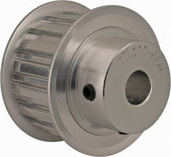 Power Drive - 17 Tooth, 1/2" Inside x 2" Outside Diam, Hub & Flange Timing Belt Pulley - 1" Belt Width, 2.029" Pitch Diam, 1-1/4" Face Width, Aluminum - Americas Industrial Supply