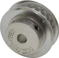 Power Drive - 20 Tooth, 1/4" Inside x 1.253" Outside Diam, Hub & Flange Timing Belt Pulley - 1/4" Belt Width, 1.273" Pitch Diam, 0.438" Face Width, Aluminum - Americas Industrial Supply