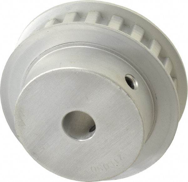 Power Drive - 21 Tooth, 1/2" Inside x 2.477" Outside Diam, Hub & Flange Timing Belt Pulley - 1/2" Belt Width, 2.507" Pitch Diam, 3/4" Face Width, Aluminum - Americas Industrial Supply