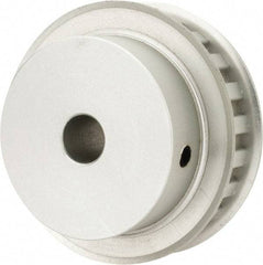Power Drive - 21 Tooth, 1/2" Inside x 2.477" Outside Diam, Hub & Flange Timing Belt Pulley - 3/4" Belt Width, 2.507" Pitch Diam, 1" Face Width, Aluminum - Americas Industrial Supply