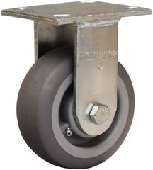 Hamilton - 5" Diam x 2" Wide x 6-1/2" OAH Top Plate Mount Rigid Caster - Rubber Mold on Polyolefin, 350 Lb Capacity, Straight Roller Bearing, 4 x 4-1/2" Plate - Americas Industrial Supply