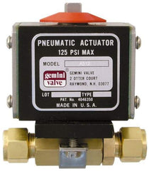 Gemini Valve - 3/4" Pipe, 1,000 psi WOG Rating Brass Pneumatic Double Acting with Solenoid Actuated Ball Valve - Reinforced PTFE Seal, Standard Port, TYLOK (Compression) End Connection - Americas Industrial Supply