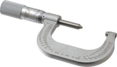 Starrett - 1 to 2" Range, Mechanical Screw Thread Micrometer - Plain Thimble, 0.001" Graduation, 0.004mm Accuracy - Americas Industrial Supply