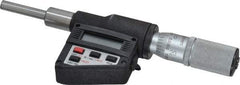 Starrett - 0 to 25mm Range, 1/4" Spindle Diameter, 2-1/4" Spindle Length, 6-3/16 OAL, Flat Spindle Electronic Micrometer Head - 0.00005" Resolution, 0.0001" Accuracy, Friction Thimble, Carbide Measuring Face, Data Output - Americas Industrial Supply