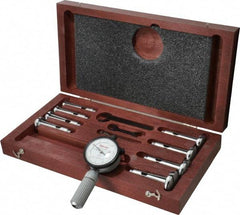 Starrett - 7 Anvil, 0.56 to 1.565" Dial Bore Gage Set - 0.0001" Graduation, 2-1/2" Gage Depth - Americas Industrial Supply