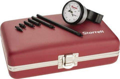 Starrett - 0 to 8.6 Inch Range, Steel, White Dial Depth Gage - 0.001 Inch Graduation, 2-1/2 Inch Base Measuring Length - Americas Industrial Supply