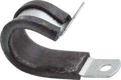 Made in USA - 3/4" Pipe, 3/4" Rod, Cushion Clamp - Gray & Black, Galvanized Steel & EPDM Cushion - Americas Industrial Supply