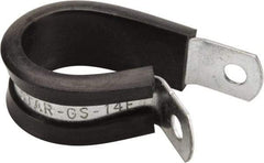 Made in USA - 7/8" Pipe, 7/8" Rod, Cushion Clamp - Gray & Black, Galvanized Steel & EPDM Cushion - Americas Industrial Supply