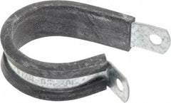 Made in USA - 1-1/4" Pipe, 1-1/4" Rod, Cushion Clamp - Gray & Black, Galvanized Steel & EPDM Cushion - Americas Industrial Supply