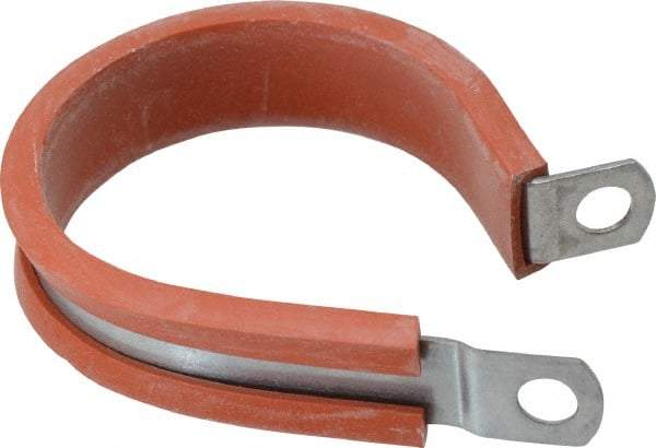 Made in USA - 1-3/4" Pipe, 1-3/4" Rod, Cushion Clamp - Gray & Red, Galvanized Steel & Silcone Cushion - Americas Industrial Supply