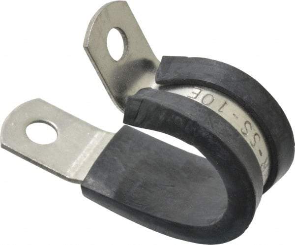 Made in USA - 5/8" Pipe, 5/8" Rod, Cushion Clamp - Gray & Black, Grade 304 Stainless Steel & EPDM Cushion - Americas Industrial Supply