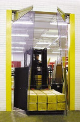 TMI, LLC - 10' Door Width x 10' Door Height PVC Bi-Parting Flexible Swinging Door with Impact Plates - 0.16" Strip Thickness, Clear - Americas Industrial Supply