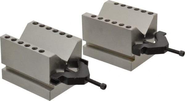 SPI - 2-1/4" Max Capacity, 90° Angle, Hardened Steel V-Block - 4" Long x 3" Wide x 3" High, Sold as Matched Pair - Americas Industrial Supply