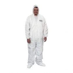 KleenGuard - Size 2XL Film Laminate Chemical Resistant Coveralls - White, Zipper Closure, Open Cuffs, Open Ankles - Americas Industrial Supply