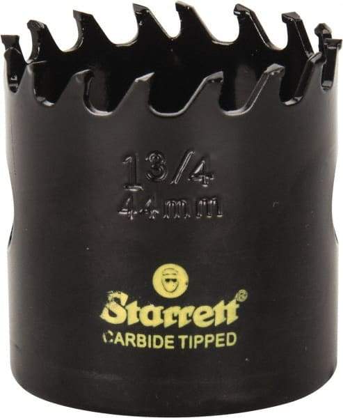 Starrett - 1-3/4" Diam, 1-5/8" Cutting Depth, Hole Saw - Carbide-Tipped Saw, Toothed Edge - Americas Industrial Supply