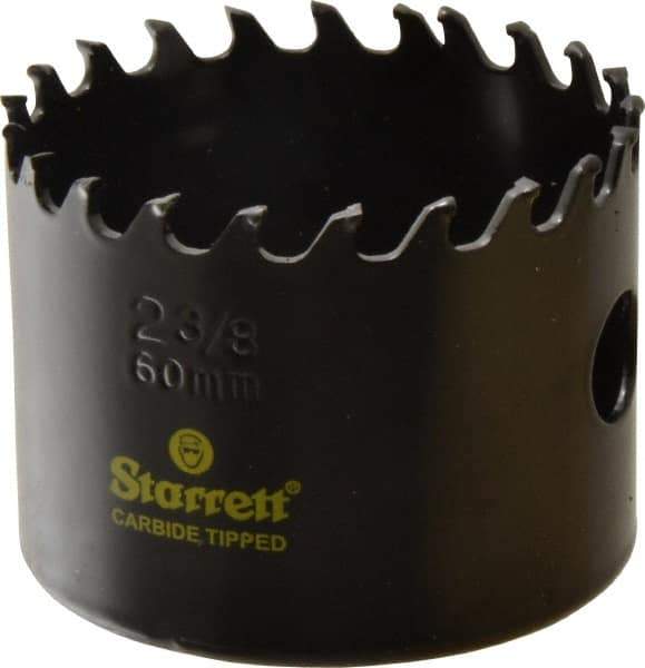 Starrett - 2-3/8" Diam, 1-5/8" Cutting Depth, Hole Saw - Carbide-Tipped Saw, Toothed Edge - Americas Industrial Supply