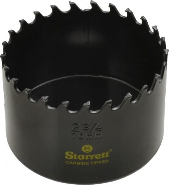 Starrett - 2-3/4" Diam, 1-5/8" Cutting Depth, Hole Saw - Carbide-Tipped Saw, Toothed Edge - Americas Industrial Supply