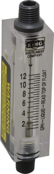 King - 1/4" FNPT Port Block Style, Inline Flowmeter - 100 Max psi, 12 GPH, Acrylic - Americas Industrial Supply