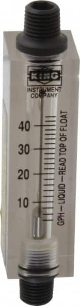 King - 1/4" FNPT Port Block Style, Inline Flowmeter - 100 Max psi, 44 GPH, Acrylic - Americas Industrial Supply