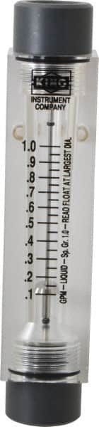 King - 1/2" FNPT Port Block Style, Inline Flowmeter - 100 Max psi, 1 GPM, Acrylic - Americas Industrial Supply