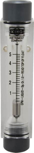 King - 1/2" FNPT Port Block Style, Inline Flowmeter - 100 Max psi, 5 GPM, Acrylic - Americas Industrial Supply