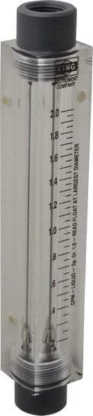 King - 1/2" FNPT Port Block Style, Inline Flowmeter - 100 Max psi, 2 GPM, Acrylic - Americas Industrial Supply