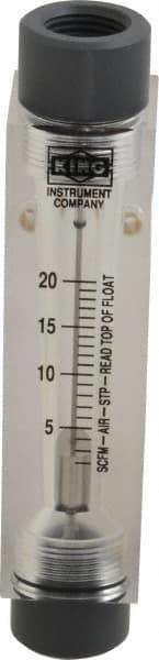 King - 1/2" FNPT Port Block Style, Inline Flowmeter - 125 Max psi, 20 SCFM, Acrylic - Americas Industrial Supply