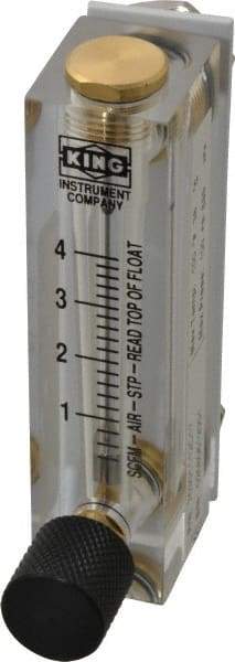 King - 1/4" F Port Block Style, Panel Mount Flowmeter - 125 Max psi, 4 SCFM, Acrylic - Americas Industrial Supply