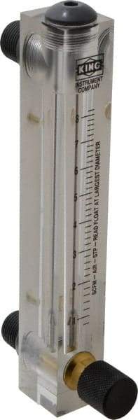 King - 1/2" M Port Block Style, Panel Mount Flowmeter - 125 Max psi, 8.2 SCFM, Acrylic - Americas Industrial Supply