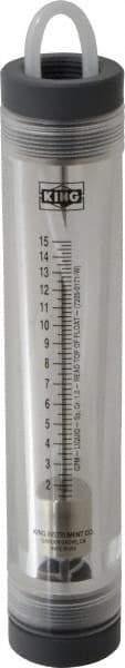 King - 1" FNPT Port Tube Flowmeter - 125 Max psi, 15 GPM, Acrylic - Americas Industrial Supply