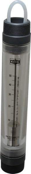 King - 1-1/2" MNPT Port Tube Flowmeter - 125 Max psi, 50 GPM, Acrylic - Americas Industrial Supply