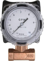 Made in USA - 3/4" NPT Port RCM Industries Flo-Gage Flowmeter - 180 Max psi, 1.5 to 10 GPM, Bronze - Americas Industrial Supply